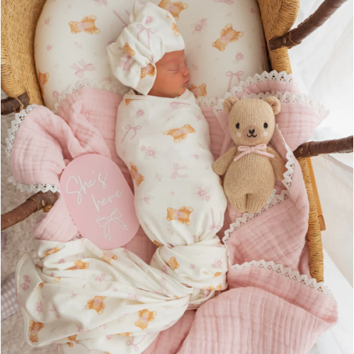 Swaddle Set | Pink Teddies