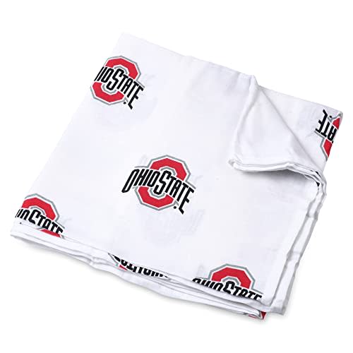 Three Little Anchors Ohio State University Muslin Swaddle Blanket – 47x47in Soft Cotton, Official Licensed Buckeyes Baby Swaddle, Lightweight Newborn Blanket & Nursery Essential