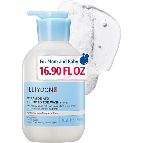 Illiyoon Ceramide Ato 6.0 Top to Toe Wash - Mild Cleanser for Baby body, 16.9 Fl Oz (500ml)