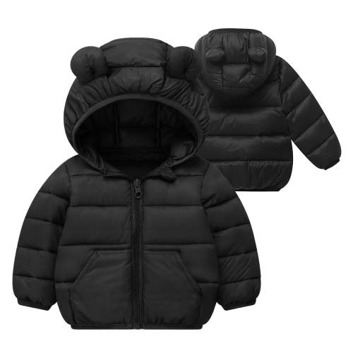 Newborn baby boy girl jacket winter clothes sweater outfit toddler puffer coat Toddler Kids Boys Girls Winter Fleece Padded Jacket Hooded Zip Jacket Coat Ndbuld Black 12 Months
