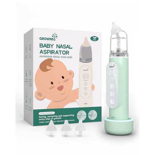 GROWNSY Nasal Aspirator for Baby, Upgraded 5 Suction Levels Baby Nose Sucker, IPX7 Waterproof Electric Nose Suction for Baby, Booger Sucker for Toddlers with Music & Light Functions (Green)