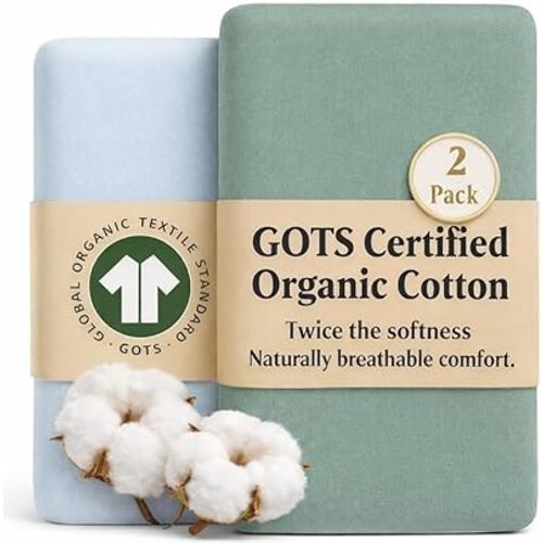 Bunnyjik GOTS Organic Bedside Bassinet Sheets 33x20 for Maxi COSI Iora, Newton, Cowiewie, Baby Delight, Mika Micky, Ronbei, Koola Baby Bond, Kidsclub, Luxury Turkish Cotton - Rectangle 32x19-33x20