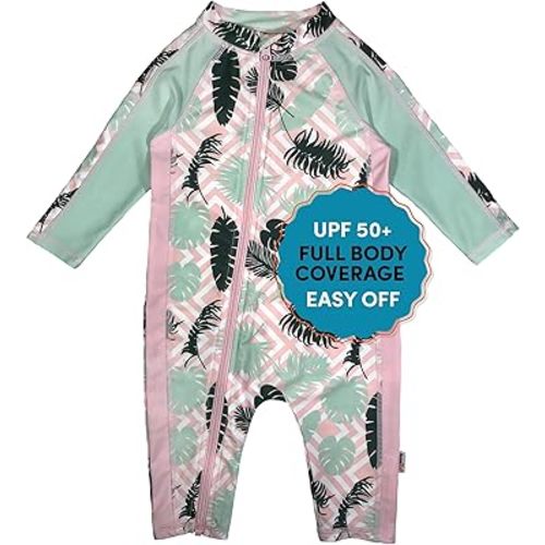 SwimZip Girls' Long-Sleeve UPF 50+ Swimsuit for Baby, Toddler, & Little Girls