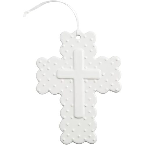 Mud Pie White Ceramic Dot Decorative Cross