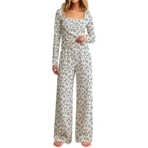Lacozy Women's Pajama Sets Long Sleeve Cute Pj Set for Woman Fall Sleepwear