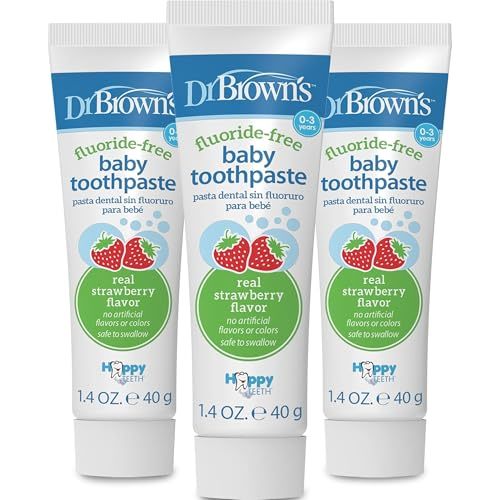Dr. Brown's Fluoride-Free Baby Toothpaste, Strawberry, 3-Pack