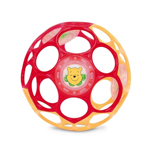 Disney Winnie the Pooh Oball Easy-Grasp Rattle by Bright Starts, Infant Toy in RedYellow, Age Newborn and up, 4 Inches