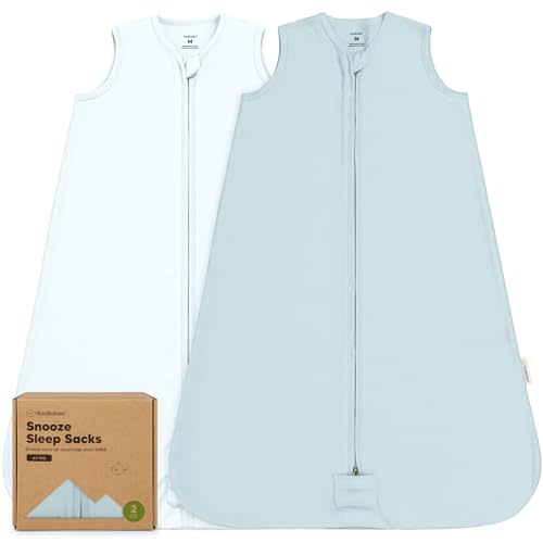 2-Pack Baby Sleep Sacks, Zipper Wearable Blanket,100% Cotton (Glacier, M) | Soft 100% Organic Cotton 0.5TOG, Lightweight Toddler Sleeping Sack 6-12 months, Easy to Wear Newborn Transition Swaddles Sack