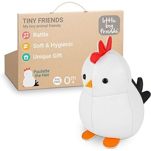 Little Big Friends Tiny Friends | Rattle Toy | Special Stuffed Animal | Easy to Clean | Paulette The Hen