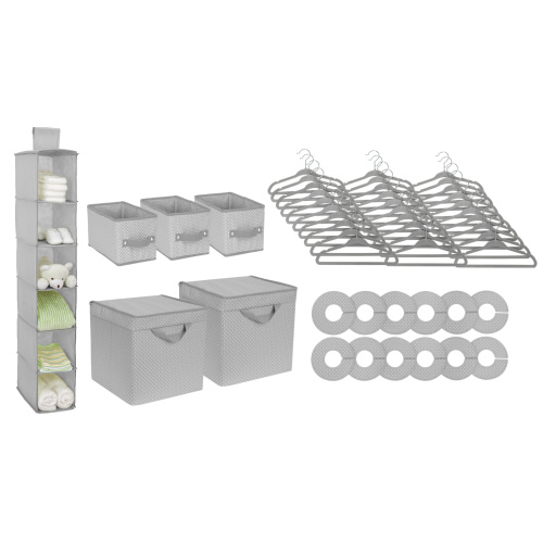 Delta Children Nursery Storage 48 Piece Set - Easy Organization Solution, Dove Grey