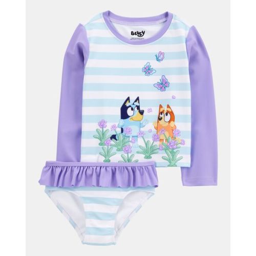 Toddler Girl Bluey™ 2-Piece Rashguard Swimsuit Set - Blue/Purple | Carter's