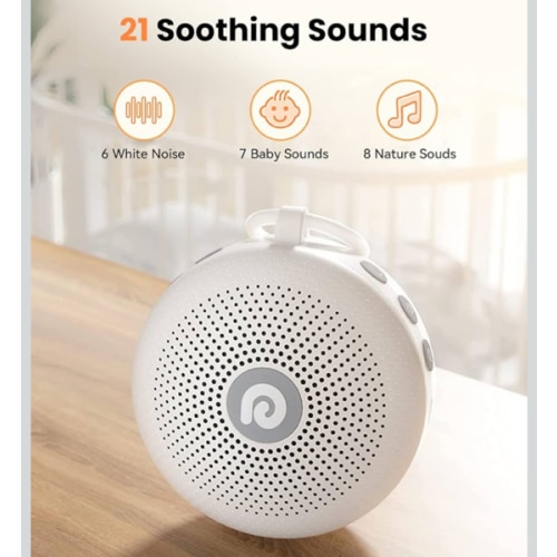 Dreamegg Portable Noise Machine for Baby Adult, Features Powerful Battery, 21 Soothing Sound, Noise Canceling for Office & Sleeping, Sound Therapy for Home, Travel, Registry Gift, Classic White