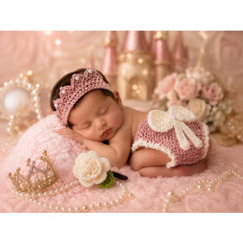Crochet Baby Princess Outfit, Crochet Crown, Newborn Photography, Princess Baby Shower, MADE TO ORDER