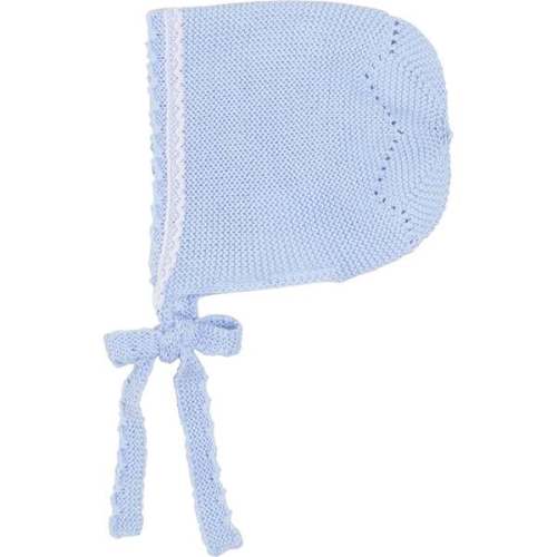 Lace Detail Knitted Bonnet, Light Blue - Pepa London | Maisonette