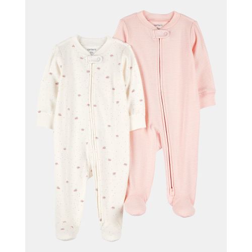 Baby Girl 2-Pack 2-Way Zip Cotton Sleeper | Carter’s Oshkosh Canada