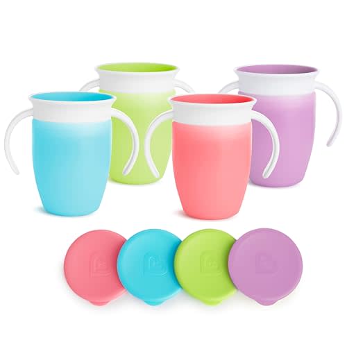 Munchkin® Miracle® 360 Trainer Sippy Cups with Handles and Lids, Spill Proof, 7 Ounce, 4 Pack
