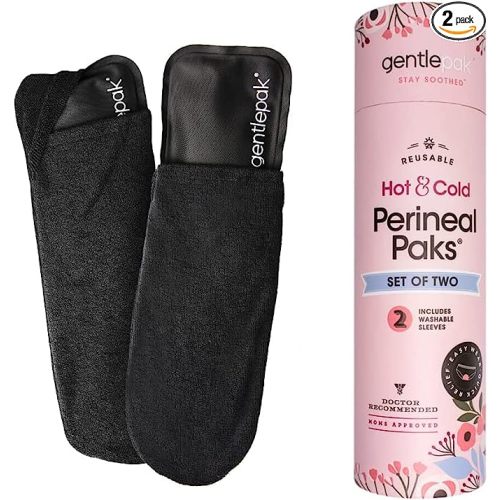Gentlepak Reusable Perineal Ice & Heat Paks with Washable Sleeves for Postpartum, Pregnancy & Hemorrhoid Pain Relief, Multi Use Kids, Muscle, Vaginal Discomfort (2-Pack Tube)