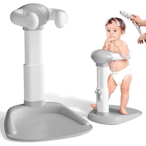 Baby Bath with Shower Stand Support|Anti-Pinch Soporte para Bañera de Bebé Adjustable Shower Tower and Anti-Slip for Toddler Standing Up Themselves,Ideal Gift for Infants 6-36 Months