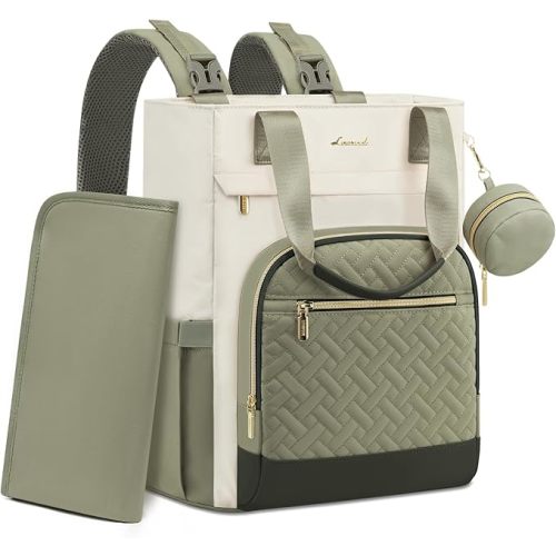 LOVEVOOK Diaper Bag Backpack, Large Capacity Portable Baby Bag with Foldable Diaper Changing Pad, Waterproof Baby Diaper Bags for Mon Dad, Olive Green