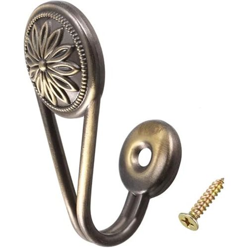 uxcell Decorative Curtain Drapery Holdback Wall Mounted Hook for Window Bronze 67mm x 30mm x 40mm 2Pcs