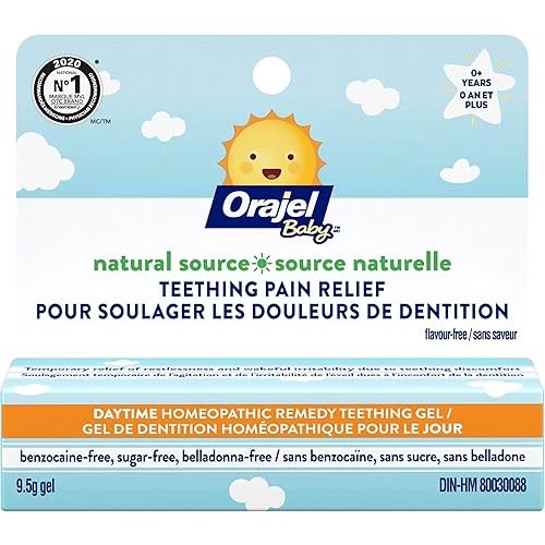 Orajel Baby Natural Source Homeopathic Baby Teething Gel – Soothes Gum Pain, Supports Comfort and Relief, Safe for Babies, 9.5g
