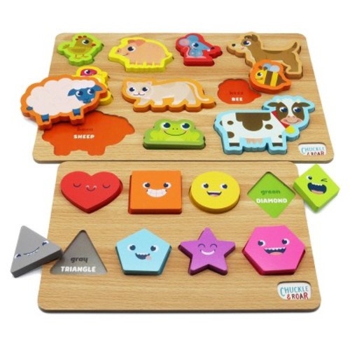 Chuckle & Roar Shapes & Animals Learning Kids Puzzles 2pk