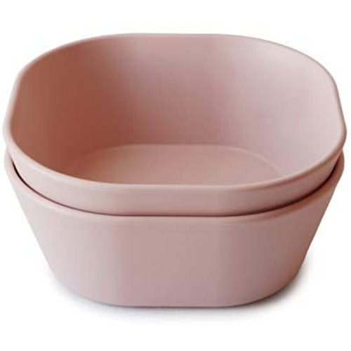 mushie Square Dinnerware Bowls for Kids | Made in Denmark, Set of 2 (Blush)