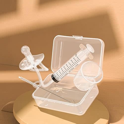 PandaEar Baby Medicine Dispenser Kit (4PCS) - Oral Syringe, Pacifier Medicine Feeder, Measuring Cup & Cleaning Brush | Silicone Baby Medicine Dropper for Newborns, Infants & Toddlers