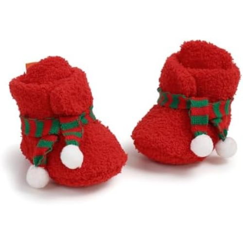 GDSDYM Baby Booties Cozy Fleece Slippers Soft Baby Shoes With Gripper Soles, Winter Warm Infant Newborn Crib Sock Shoes First Walkers