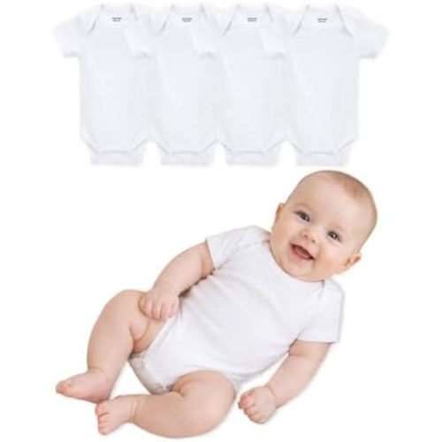 RATIVE Baby Bodysuit 4-Pack, Bamboo 70% Cotton 30%, Ultra Soft Breathable Newborn Bodysuits 0–3M