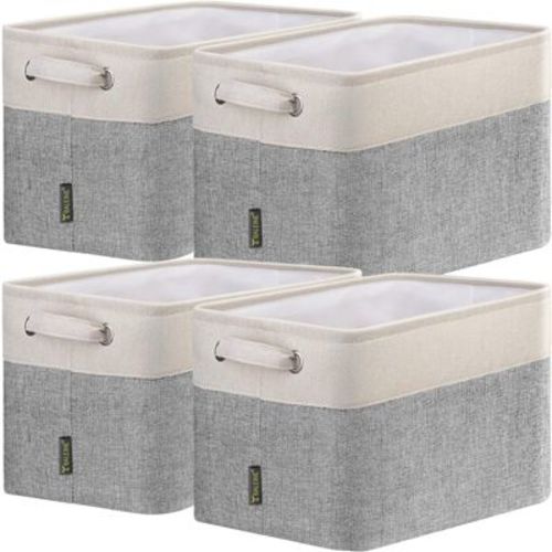 4pc/3pc Collapsible Fabric Storage Bin Cloth Baskets - HOMLUX™: 15"x11"x9.5" with Handles