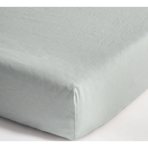 European Linen Fitted Crib Sheet in Mist