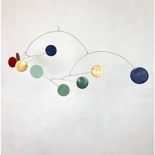 Sage Green Terracotta Gold Blue Mobile, Kinetic Mobile, Art Mobile, Modern Mobile, Mid Century Modern, Sculpture, Art Decor, Modern Home