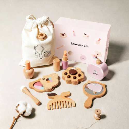 Personalized Wooden Kids Makeup Set: Pretend Play Hair Salon