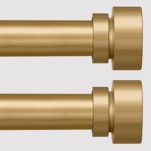 Amazon.com: 2 Pack Modern Gold Curtain Rods Set for Windows 28 to 48 Inches Adjustable Length Heavy Duty 1" Diameter Window Curtain Rod with Decorative Finials for Outdoor Bedroom Kitchen Living Room : Home & Kitchen