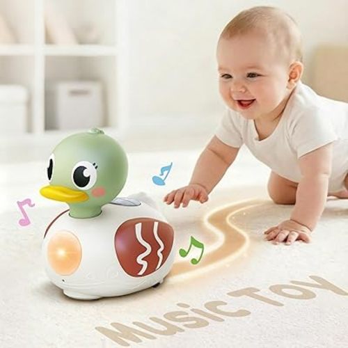 iPlay, iLearn Baby Musical Duck Toy, Infant Tummy Time Crawling Toy, Toddler Music Duck W/Light Sound 6-12 Month, Sensory Development Learning Birthday Stocking Gift 7 8 9 10 Month 1 Year Old Boy Girl