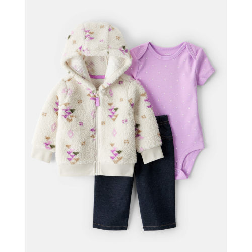 Baby Girl 3-Piece Aztec Sherpa Cardigan Outfit Set - Carter's | Carter's