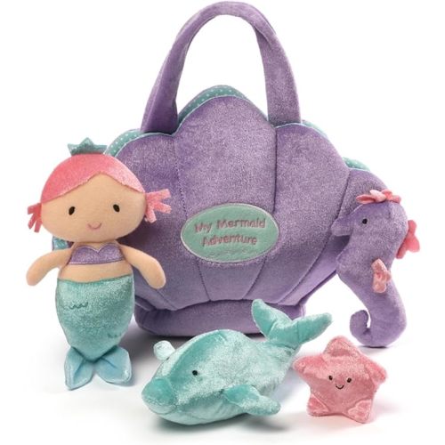 Baby GUND Play Soft Collection, Mermaid Adventure 5-Piece Plush Playset with Rattle, Squeaker and Crinkle Plush Toys, Sensory Toy for Babies and Newborns, 8”