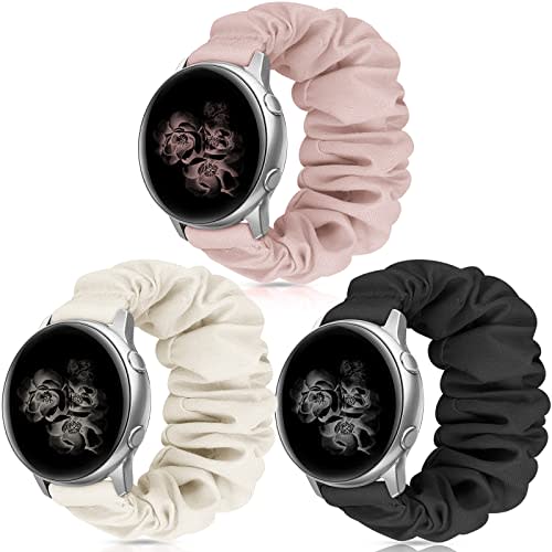 20mm 22mm Scrunchies Watch Bands, Elastic Replacement Bands for Samsung Galaxy Watch 4 5 Pro 6 7 Classic Galaxy Active 1 2 40mm 44mm for Women BPS-S
