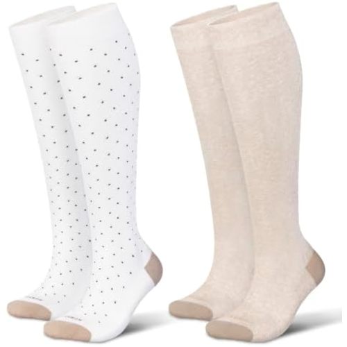 LEVSOX Cotton Compression Socks for Women&Men 20-30mmHg Knee High Cute Support Sock for Nurses Pregnancy Travel