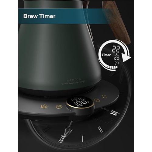 Electric Kettles, INTASTING Gooseneck Electric Kettle, ±1℉ Temperature Control, Stainless Steel Inner, Quick Heating, for Pour Over Coffee, Brew Tea, Boil Hot Water, 0.9L (Forest Green)