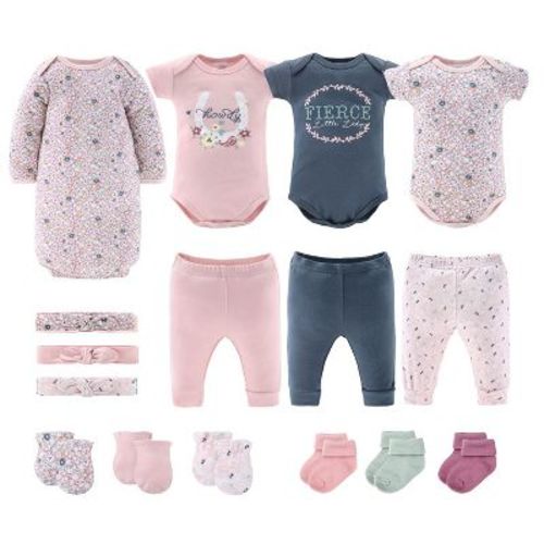 Baby Girl Layette Clothing Gift Set, 16pc - The Peanutshell® Prairie Floral, Pink, 3-6 Months