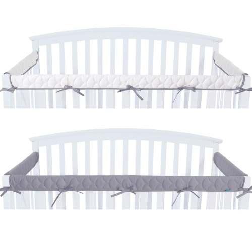 3 Pieces Quilted Crib Rail Cover - Protector Safe Teething Guard Wrap, Reversible, Fit Side and Front Rails