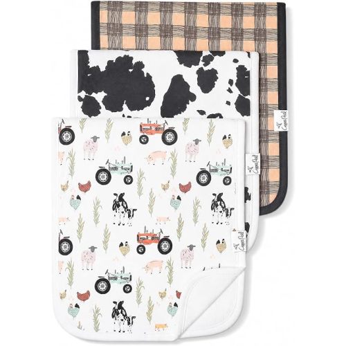 Copper Pearl Premium Baby Burp Cloths - 3-Pack Large Cotton Burp Cloths, Extra Soft Spit Up Rags with 3 Absorbent Layers, Perfect for Baby Girl Gifts (21" x 10" Size, Goosie Set)