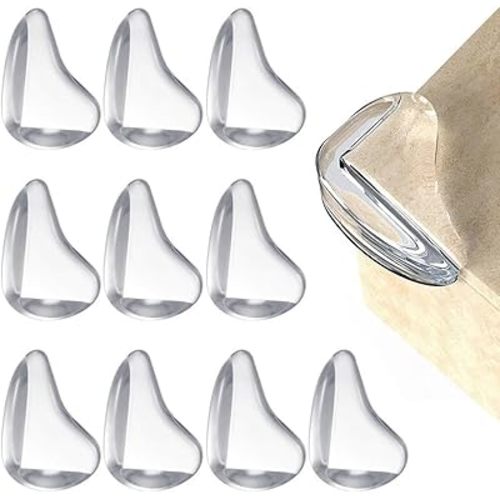 Child Safety Corner Guards, Transparent Furniture Edge Protectors for Baby Proofing, 10-Pack PVC Corner Pads for Tables, Desks and Cupboards