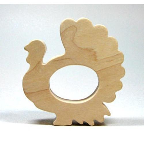Thanksgiving Maple Wood Turkey Teether: Organic Baby Toy