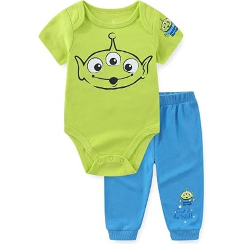 Disney Cars Toy Story Winnie the Pooh Stitch Monsters Inc. Baby Boys Bodysuit and Pants 2 Piece Set for Newborn Infant