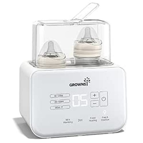 GROWNSY Fast Double Baby Bottle Warmer for Breastmilk & Formula, White