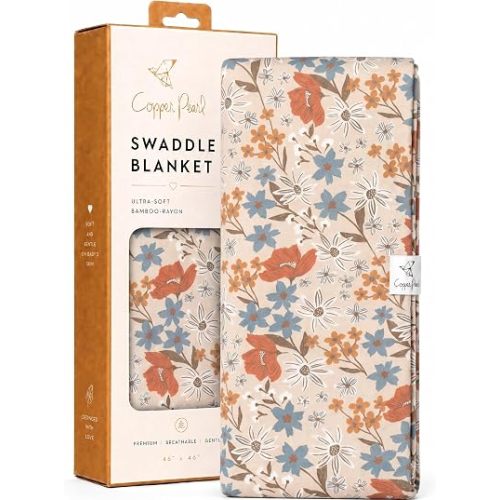 Copper Pearl Swaddle Blankets for Newborns | Soft Stretchy Receiving Blankets for Boys and Girls | Large 46 x 46 Inch Baby Blankets | Lightweight and Breathable Swaddles | Eden
