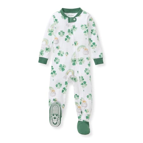 Burt's Bees Baby Baby Girls Sleeper Pajamas, 100% Organic Cotton, One-piece PJs, Diagonal Zip Up Jumpsuit, Snug Fit Footie